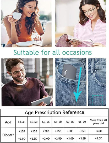 sevenplus 2 Pack Reading Glasses Blue Light Blocking, Anti UV Glare, Foldable Computer Spring Hinge Readers for Women Man