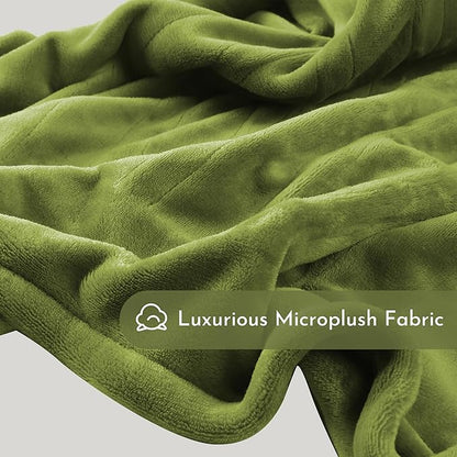 Electric Heated Blanket 72"x84" Full Size Flannel Heated Blanket, Cozy & Warm for All Night, 5 Heat Settings & 10 Hours Auto Off, Machine Washable, Light Grass Green