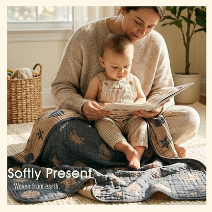 Ultra Soft Muslin Baby Blanket, A Versatile Swaddle and Crib for Babies, Toddlers, Boys, and Girls (1 Pack Ocean)