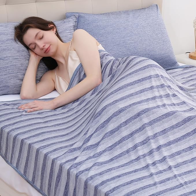 Marchpower Cooling Blanket for Hot Sleepers for Kids, Double Sided Arc-Chill Cooling Fabric Q-Max>0.5, Cooling Blanekt for Hot Flashes and Night Sweats, Cool Blanekt Cold Blanket for Summer Blue