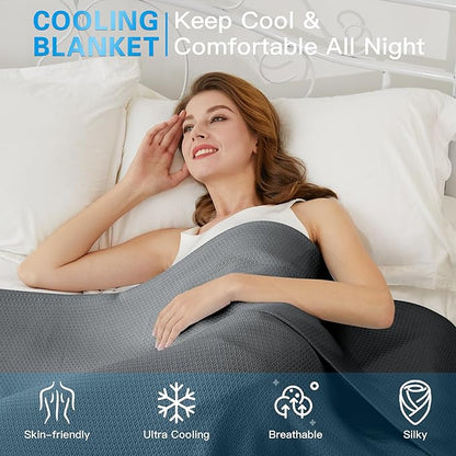 AmyHomie Cooling Blanket, 100% Rayon Derived from Bamboo, Cool Summer Blanket for Hot Sleepers, Soft Comfy Lightweight Blankets for All Seasons(Dark Gray, 59×79in)