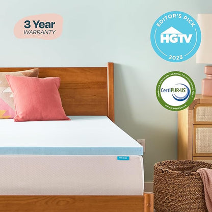 Linenspa Memory Foam Mattress Topper, California King Size - 2 Inch Gel Infused Memory Foam - Plush Feel - Cooling and Pressure Relieving - CertiPUR Certified