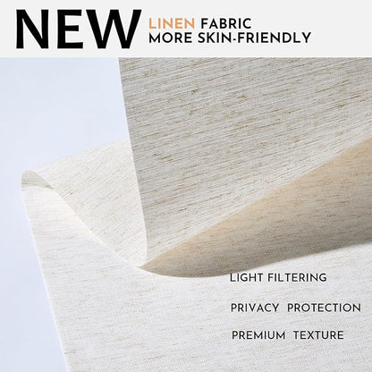 Persilux Light Filtering Roller Shades for Indoor Window Blinds,Cordless,Linen Fabric,Thermal Insulated Fabric UV Protection Shades for Home,Office,Bedroom,Door,Light Filtering-Cream,Custom Size
