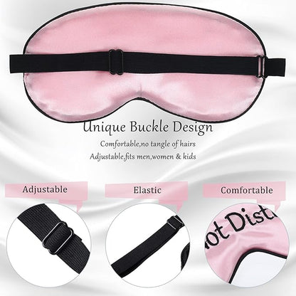 Geyoga 4 Pieces Funny Eye Mask for Sleep Soft Satin Eye Mask Blackout Blindfold with Adjustable Strap Silk Cover Out Lights for Women Men Travel, Nap, Meditation (Black, Light Blue, Pink, Gold)