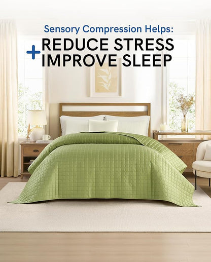 YnM King Size Cooling Weighted Blanket for Adults (88x104 Inches, 40 Pounds, Matcha Green), Perfect for Hot Sleepers with Cooling Rayon/Glass Beads, Heavy Bed Blanket for Couple on Queen or King Bed