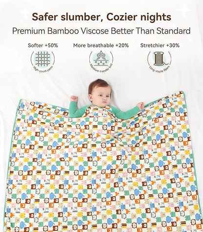 Premium Baby Blankets, Soft Viscose from Bamboo Blanket for Boys and Girls, Nursery Crib Bedding Quilt for Newborn and Toddler, Cooling for Hot Sleepers 50'' x 50'' Animal