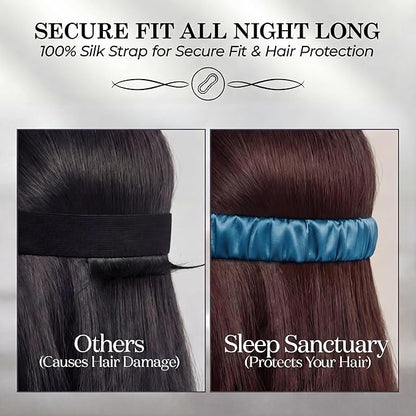 SLEEP SANCTUARY 100% Pure Mulberry Silk Sleep Mask - 22 Momme Light Blocking 3D Contour Silk Eye Mask for Sleeping - Secure Fit for Side Sleepers, Women & Men - Cloud Soft (Peacock Blue)