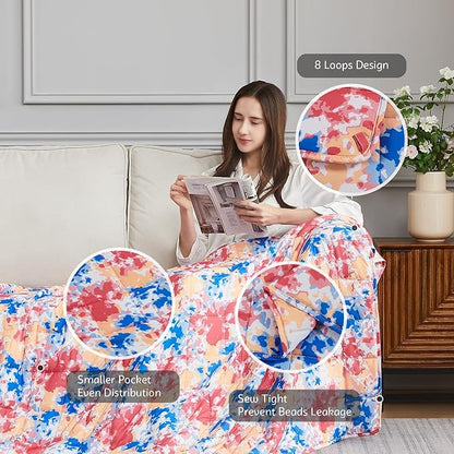L'AGRATY Weighted Blanket - 48"x72" 15lbs Cooling Breathable Heavy Blanket with Glass Beads for Adult All-Season