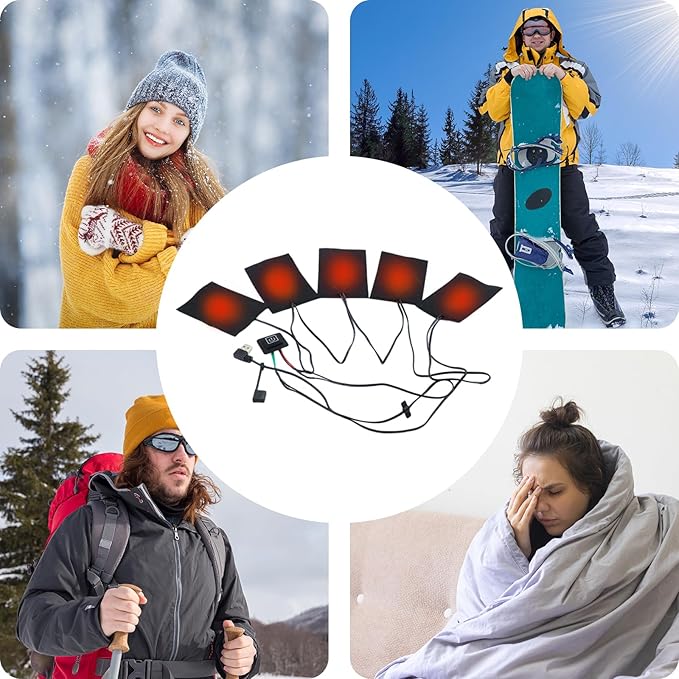 DIY Heated Pad - 3 Temperature Levels Waterproof Electric Heating Cloth for Jackets, Vests & Blankets, Universal Warm Insert for Outdoor Camping Hiking