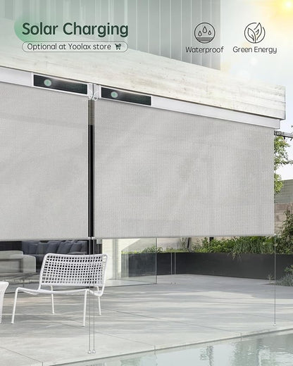 Yoolax Motorized Outdoor Shades Smart Retractable Patio Screens with App & Remote Control, Electric Blinds for Porch Patio Waterproof Roller Shades 4X6ft (3% Openness Paine Grey)