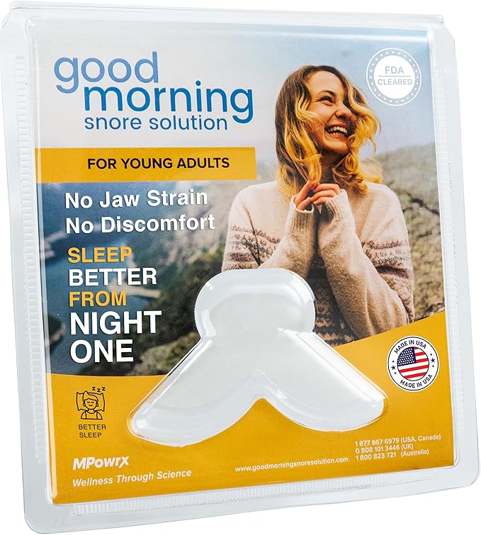 Good Morning Snore Solution Mouth Guard Anti Snoring Devices for Smaller Mouths - FDA Cleared Snoring Aid for Young Adults - Made in USA