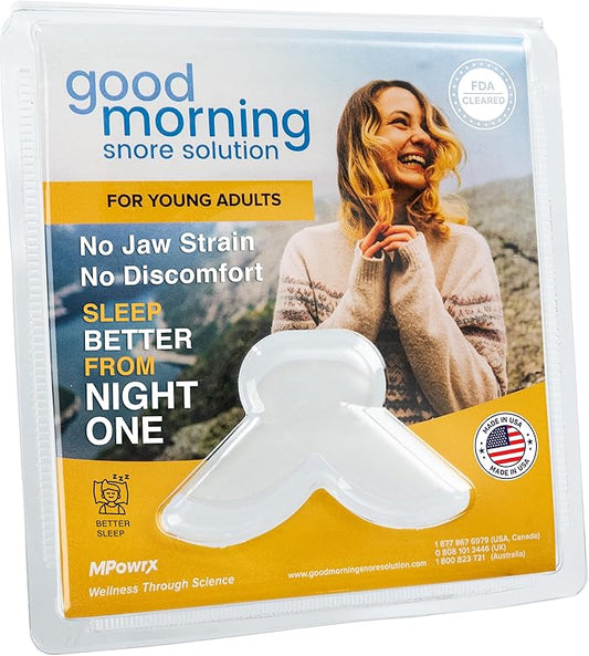 Good Morning Snore Solution Mouth Guard Anti Snoring Devices for Smaller Mouths - FDA Cleared Snoring Aid for Young Adults - Made in USA