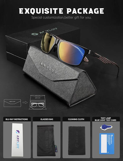 ANYLUV Blue Light Blocking Glasses Men Computer Gaming Glasses Lightweight Al-Mg Metal Anti Eyestrain Eye Protection