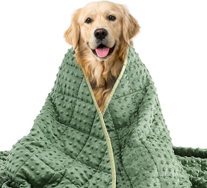 yescool Weighted Blanket for Dogs, 5 lb Thunder Blankets Shirt for Dogs, 36 x 48 inch Medium Puppy Blanket for 45-65lb, Weighted Pet Blankets for Thunderstorms, Fireworks and Construction Noise, Moss