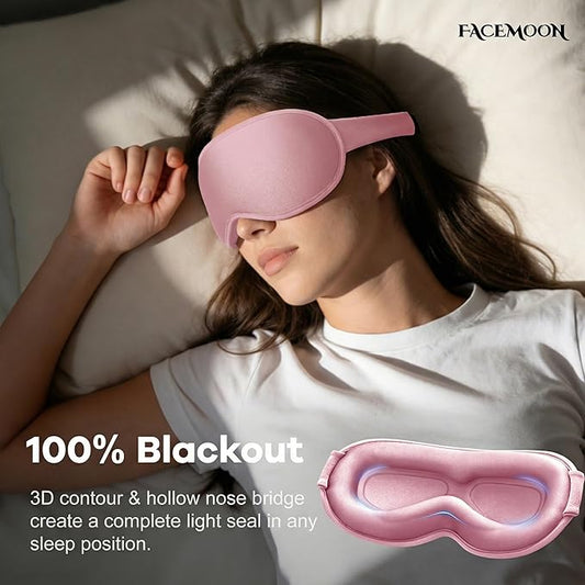 Weighted Sleep Mask 2 Pack - 3D Contoured Eye Masks for Sleep, Best Blackout Sleep Masks for Women Men, Eye Mask for Travel, Meditation, Airplane, Memory Foam, Adjustable Strap, Pink, Purple