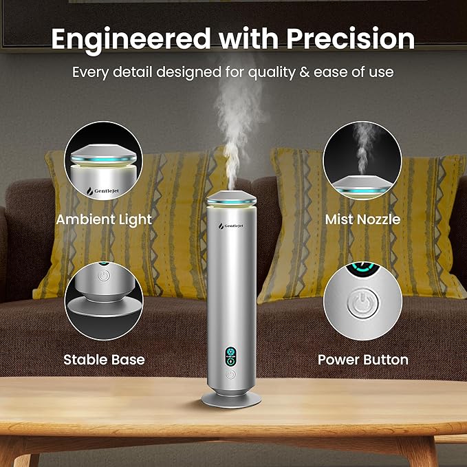 MajesticMist Waterless Essential Oil Diffuser, Cold-Air Nebulizing Aroma Diffuser for Large Rooms up to 1000 sq ft, Aluminum Design, Quiet, Remote & Timer, USB-C Plug-in, 4 oz, LED Display