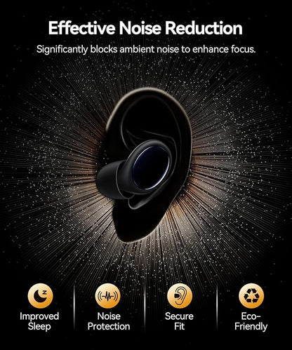 Ear Plugs for Sleeping 45dB Noise Cancelling Ear Plugs for Noise Reduction & Snoring, Concerts, Earplugs for Sleep,Sider Sleepers Airplane, Silicone Earplugs Reusable Concert Ear Plug+8Tip Black