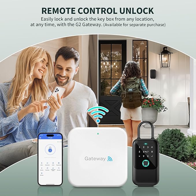 Moquin Smart Key Lock Box, TTLock APP Control, Fingerprint, Manual Keys, Access Card, EKey and Passcode Unlock, Electronic Bluetooth Wireless Lock Box for Airbnb Realtor House Office