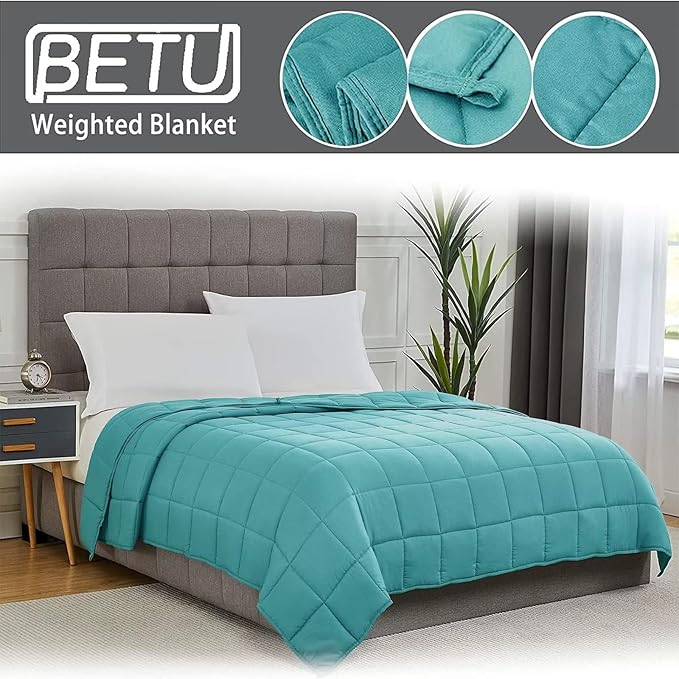 Teal Weighted Blanket for Adults 25lbs, 88"x104", Cal King Cooling Heavy Throw Blanket for 220-280lbs, Microfiber Soft Thick Big Blankets Weighted Comforter Gift for Sleeping