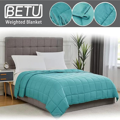 Weighted Blanket for Adults (15lbs, 60"x80" Queen Size) - Cooling and Breathable Heavy Blanket for 120-160lbs with Premium Glass Beads - Soft Thick Blanket for All-Season Sleeping Comfort - Teal