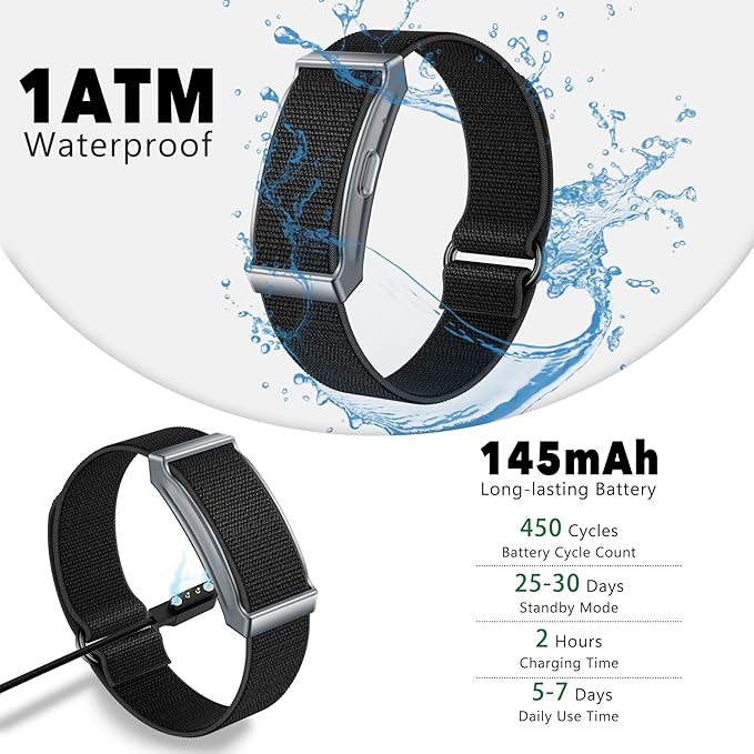 Smart Bracelet,100+ Sport Modes Fitness Tracker with Continuous Heart Rate Blood Oxygen Sleep Monitor 24h, Comes with a Free Armband(Black)