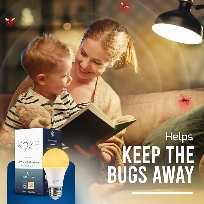 KOZE Sleep Light Bulb 1 Pack Amber Lights Blue - Blocking LED Light Bulb - 1600K Color Temp w/No Blue Light - Sleep Aid for Baby Nursery Light, 3.5 watt
