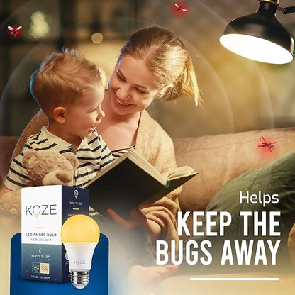 KOZE Sleep Light Bulb 1 Pack Amber Lights Blue - Blocking LED Light Bulb - 1600K Color Temp w/No Blue Light - Sleep Aid for Baby Nursery Light, 3.5 watt