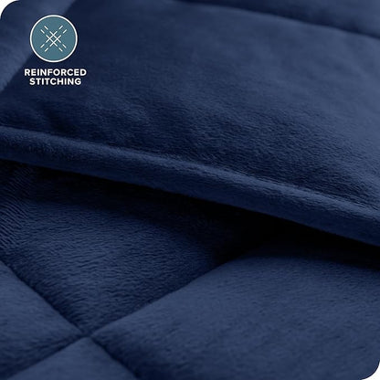 Bare Home Weighted Blanket Queen Size 17lb (60" x 80") for Adults - Minky Fleece - Premium Heavy Blanket Nontoxic Glass Beads (Dark Blue, 60"x80")