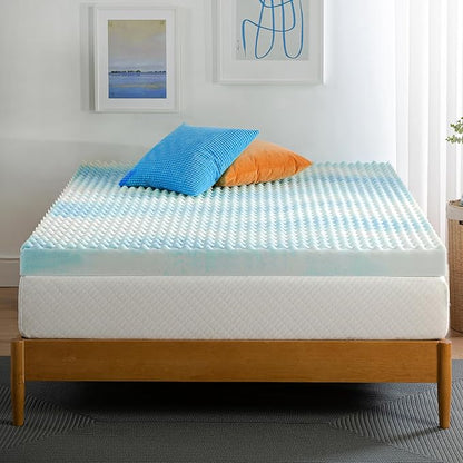 ZINUS 4 Inch Swirl Gel Cooling Memory Foam Mattress Topper, Smaller, More Convenient WonderBox Packaging, Cooling, Airflow Design, CertiPUR-US Certified, Twin