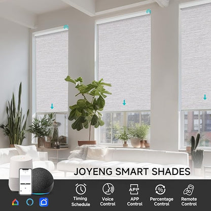 Motorized Blinds with Remote, Custom Automatic Electric Blackout Smart Blinds for Windows, Motorized Window Roller Shades Compatible with Alexa Google for Home Office, Textured Coffee