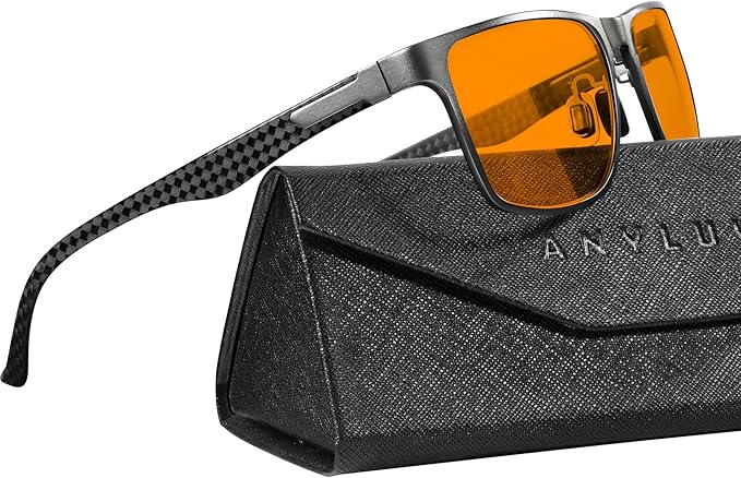 ANYLUV Blue Light Blocking Glasses Men Computer Gaming Glasses Lightweight Al-Mg Metal Anti Eyestrain Eye Protection