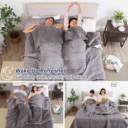 King Size Weighted Blanket 40lb(88 inch x104 inch , Double-Sided), Warm Short Plush and Cool Tencel Fabric Reversible Weighted Blanket for All Season Use, King Size for Couple - Carry Bag Included