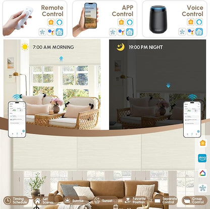 Kincmo No Drill Motorized Blinds with Remote, 100% Blackout Roller Shades for Windows, Custom Electric Blinds Compatible with Alexa, Apple Homekit, Google Home (100% Blackout Dreamy Warm)