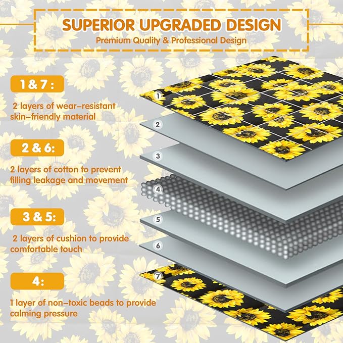 yescool Weighted Blanket 3 Pounds Cooling Weighted Lap Blanket, Sunflower Heavy Blanket for Sleeping, Breathable Weighted Throw Blanket Gift for 20-40lbs, 36"x48"