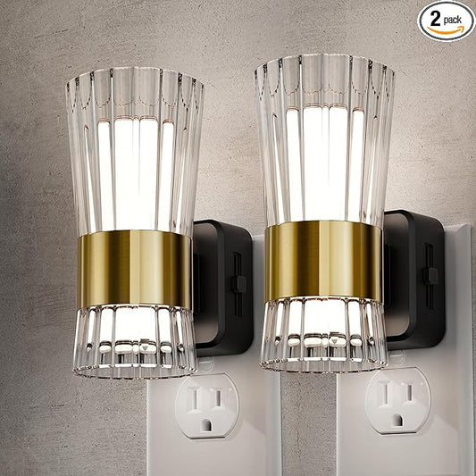 Night Lights Plug into Wall, Home Decor, Decorative Night Light with Dusk to Dawn Light Sensor, Daylight White 5000K, 0-100LM Adjustable Brightness, Unique Design for Use in Bedroom, Hallways, 2 Pack