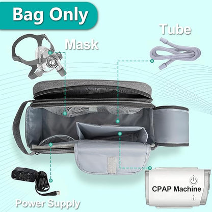 CPAP Travel Bag for ResMed AirMini Machine, Portable Storage Organizer Case Fits for CPAP Machine and Accessorie, Grey