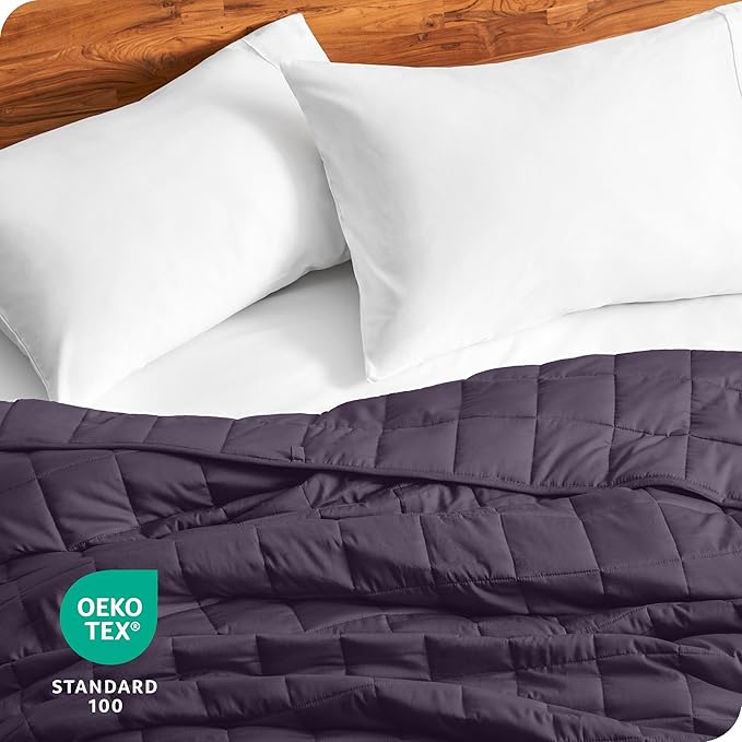 Bare Home Weighted Blanket King Size 30lb (80" x 87") for Adults - All-Natural 100% Cotton - Premium Heavy Blanket Nontoxic Glass Beads (Eggplant, 80"x87")