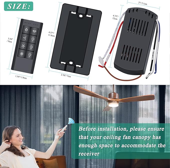 Smart WiFi Universal Ceiling Fan Remote Control Kit, 3-Speed Light Dimmer Wall Controls Compatible with Alexa Google Phone APP Control, Replacement for Hunter Hampton Bay Harbor Breeze