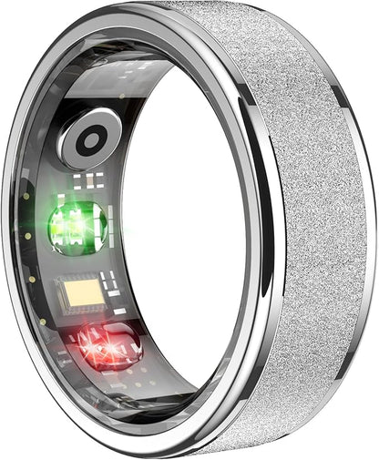 R10 Smart Ring, Smart Health Ring for Women, Features Heart Rate, Blood Oxygen, Sleep Monitoring, Pedometer, and Fitness Tracker, No Subscription Fee. (Silver, 8#)