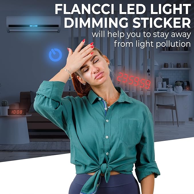 FLANCCI LED Light Blocking Stickers, Light Dimming LED Filters, (4 Sheets) Dimming Sheets for Routers, LED Covers Blackout, Dimming 50% ~ 80% of LED Lights, (4Sheets = 2 Cut Out + 2 Uncut)