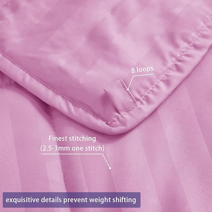 yescool Weighted Blanket for Adults (20 lbs, 48" x 72", Salmon Stripes) Heavy Blanket for Sleeping Perfect for 190-210 lbs, Twin Size Breathable Blanket with Premium Glass Bead, Machine Washable