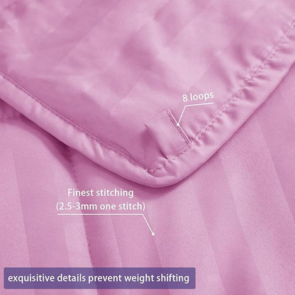 yescool Weighted Blanket for Adults (20 lbs, 48" x 72", Salmon Stripes) Heavy Blanket for Sleeping Perfect for 190-210 lbs, Twin Size Breathable Blanket with Premium Glass Bead, Machine Washable