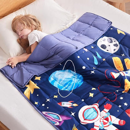 anfie Weighted Blanket Kids (48"x72" 6lbs), Weighted Blanket Cooling Blanket for Sleeping,Throw Size Breathable Blanket with Premium Glass Bead(Blue Aerospace)