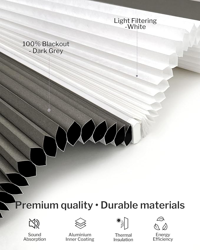 Graywind Motorized Day Night Cellular Shades with Remote, Smart Honeycomb Blinds Compatible with Alexa & Google Home, Custom Size Blackout/Privacy for Bedroom, Living Room & Home Office, Dark Grey
