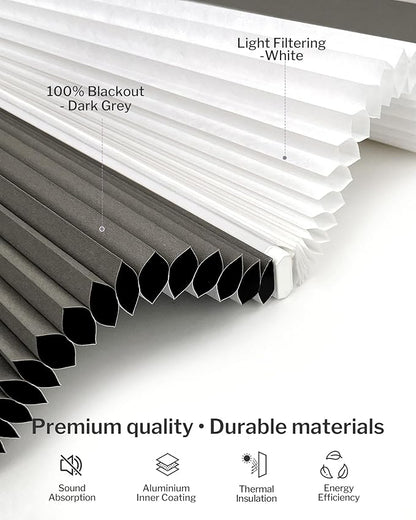 Graywind Motorized Day Night Cellular Shades with Remote, Smart Honeycomb Blinds Compatible with Alexa & Google Home, Custom Size Blackout/Privacy for Bedroom, Living Room & Home Office, Dark Grey