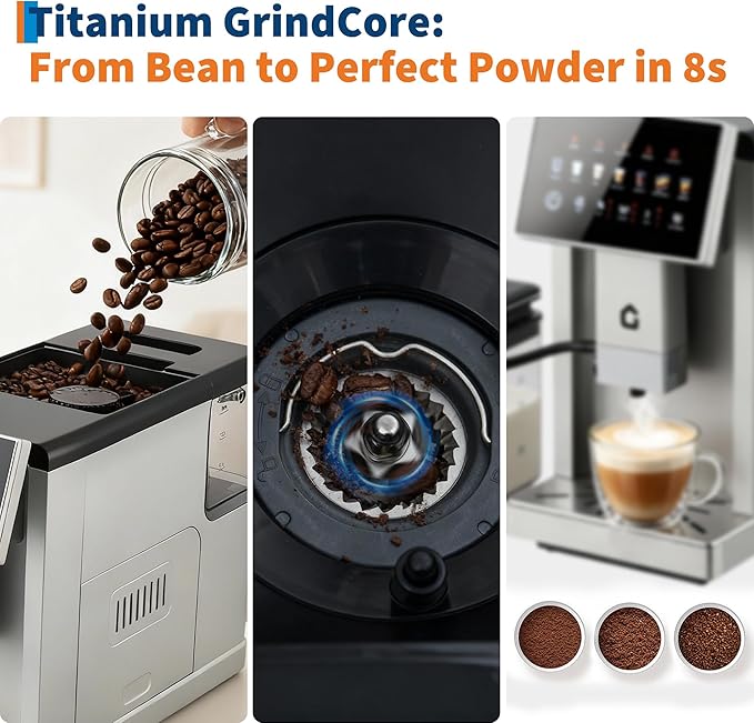 3rd-Gen Espresso Coffee Maker with Milk Frother - Removable Brewer/Grinder, Adjustable Coarseness/Flavor, 3-Level Coffee/Milk Volume, Detachable Milk Tank for Home Baristas, Silver Spray Paint