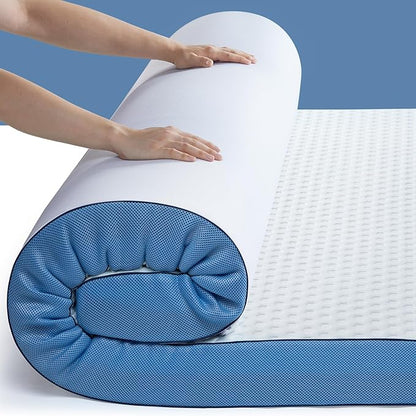 PERLECARE 3 Inch Firm Mattress Topper Queen, Cooling Gel-Infused & Bamboo Charcoal Memory Foam Bed Topper for Pressure Relief, High-Density Mattress Pad with Removable Cover, CertiPUR-US Certified