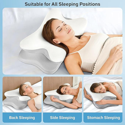 EcoNour Cervical Neck Pillow for Sleeping | Ergonomic Memory Foam Pillows for Neck and Shoulder Pain | Contour Pillow for Side Sleeper Pillow | Orthopedic Neck Support Pillow | Stomach Sleeping Pillow