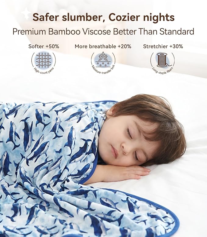 Premium Baby Blankets, Soft Viscose from Bamboo Blanket for Boys and Girls, Nursery Crib Bedding Quilt for Newborn and Toddler, Cooling for Hot Sleepers 50'' x 50'' Shark