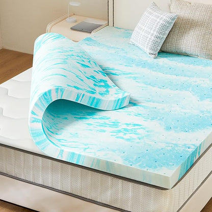 NEWBULIG 2 Inch Queen Cooling Gel Memory Foam Mattress Topper, Breathable Bed Pad for Sleeper Sofa, Couch, RV and Camper, CertiPUR-US Certified